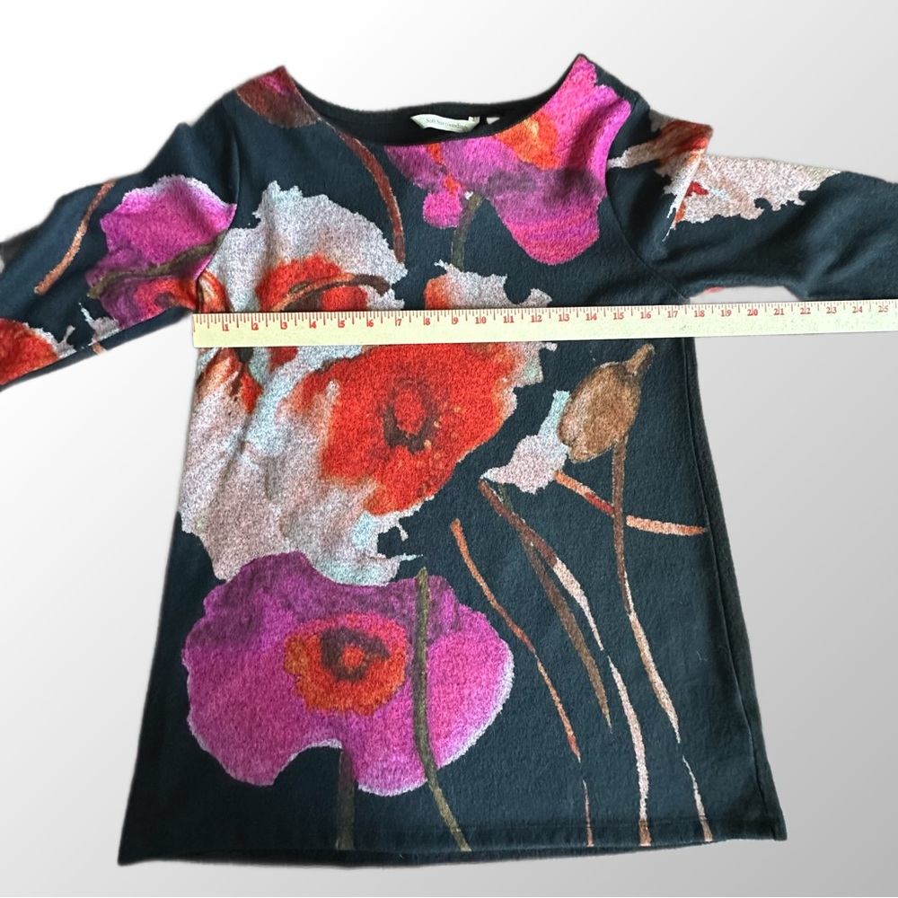 Soft Surroundings Floral Knit Tunic Women Small Black Pink Red 2CA94 Long Sleeve - Picture 6 of 9